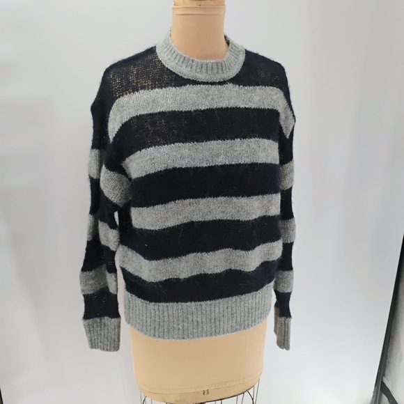 ZARA Stripe sweater alpaca wool blend sheer light cozy soft transitional weathe - Picture 8 of 16